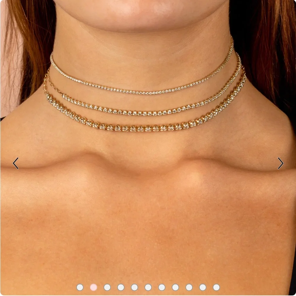 2 carat gold Cupcake Set Diamond Tennis Choker 14K - Picture 3 of 3